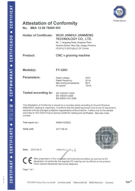 China Wuxi Jianhui Jianmeng Technology Co., Ltd. zertifizierungen