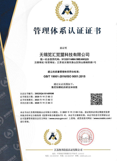 China Wuxi Jianhui Jianmeng Technology Co., Ltd. zertifizierungen